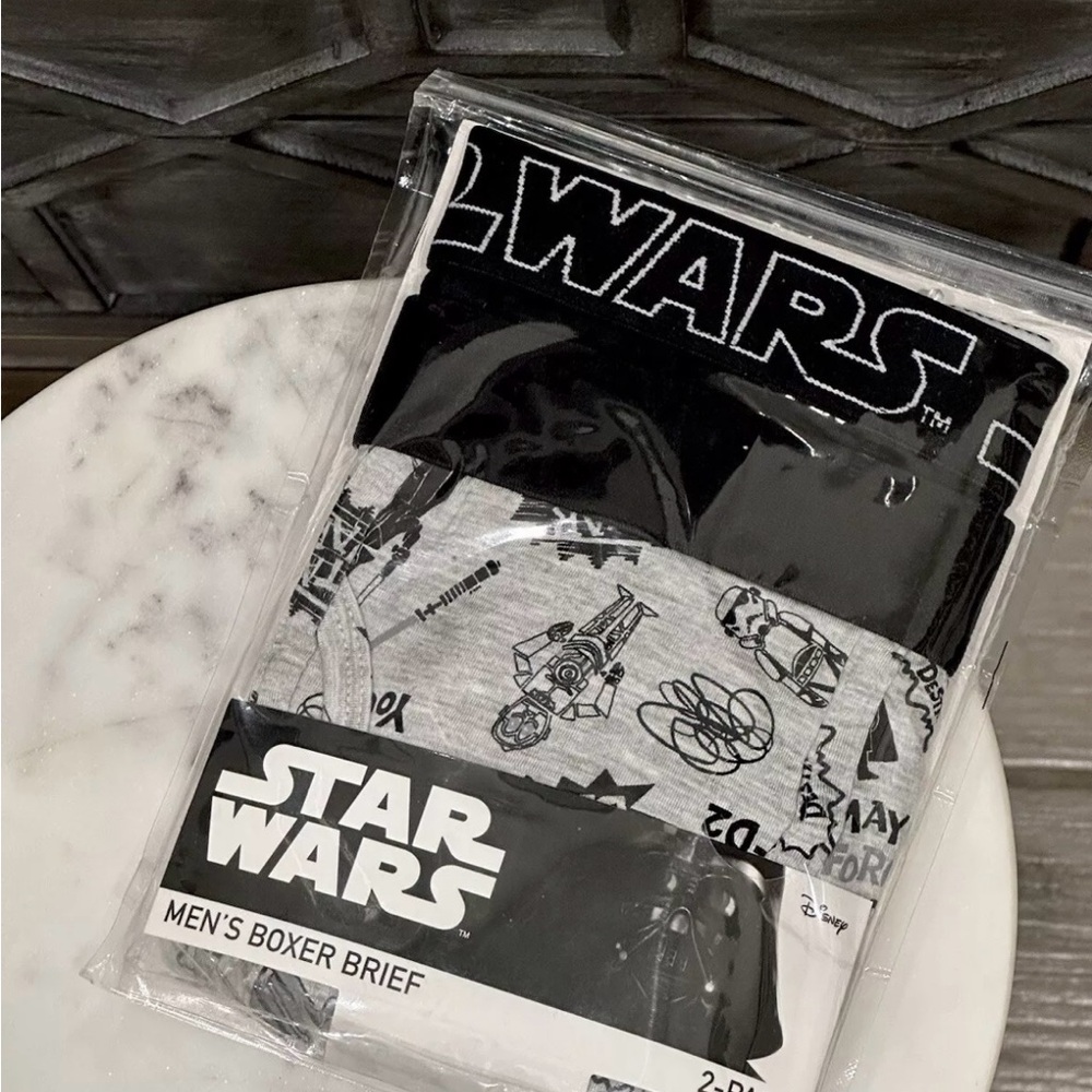 STAR WARS Graphic Boxer Briefs in Black and Gray 2PK Size M